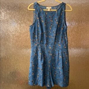 LOFT Blue and Tan Floral Romper
